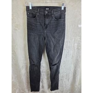 Hudson Blair High Rise Super Skinny‎ Jeans Distressed Faded Black 26 NWH409ZR1